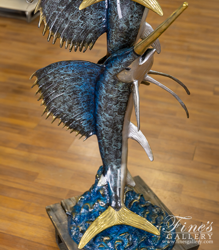 Bronze Fountains  - 96 Inch Three Sailfish Fountain - BF-614